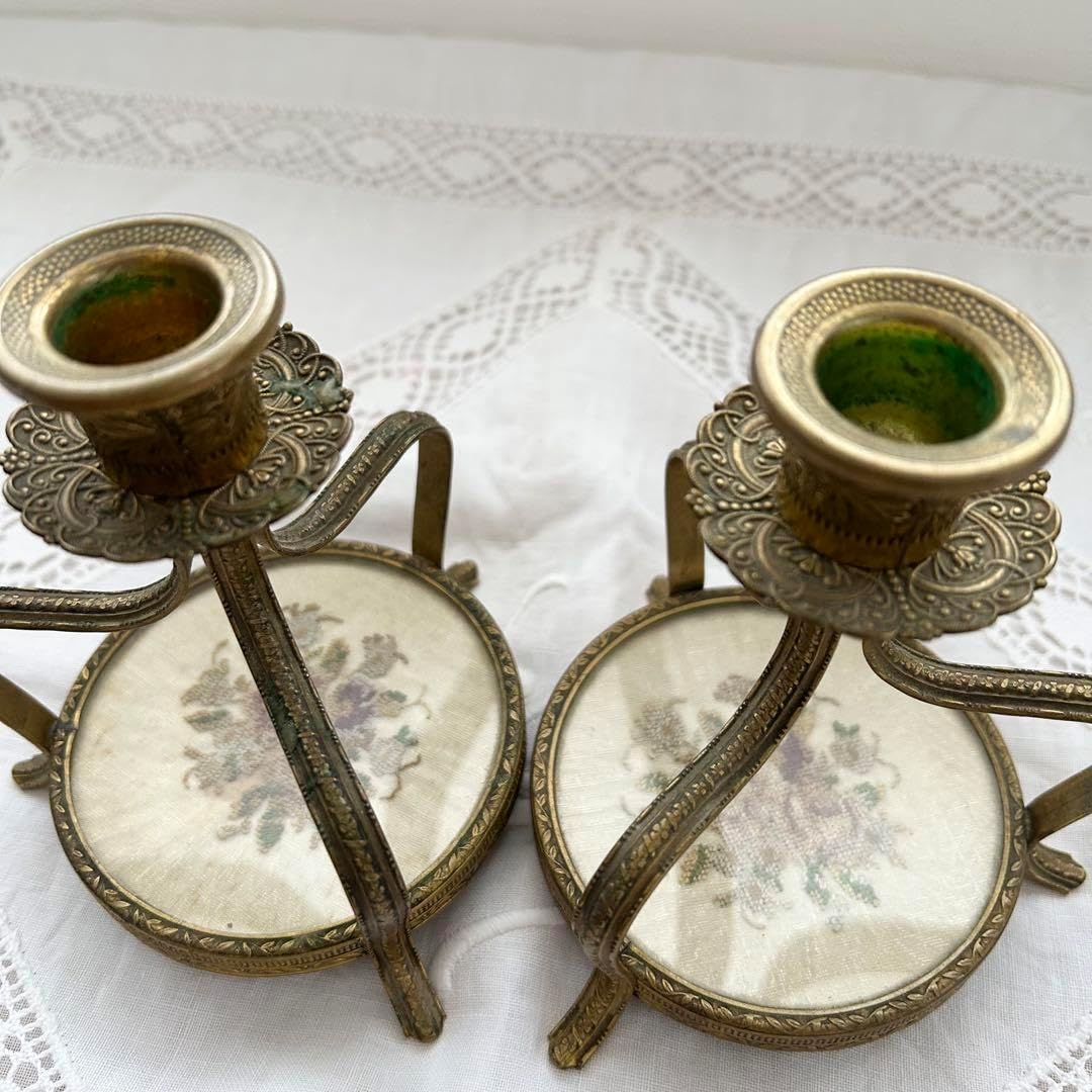 イギリスアンティーク◇プチポワン プチポアン◇キャンドルホルダー